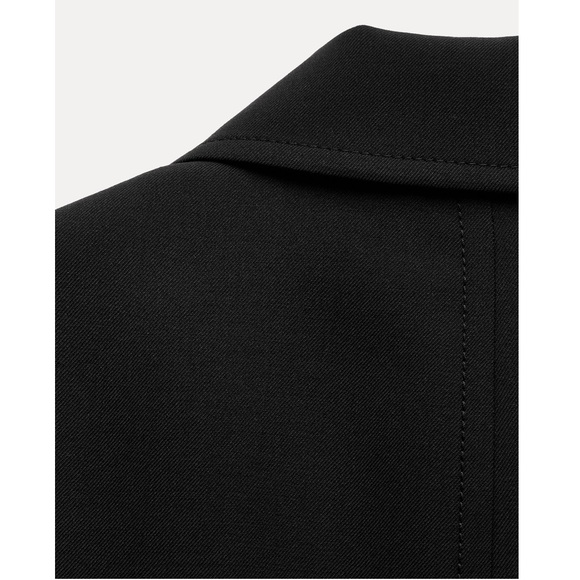 Zara Wool Blend Frock Coat Jacket Lapel collar ZW Collection Black size S NWT - Picture 9 of 16